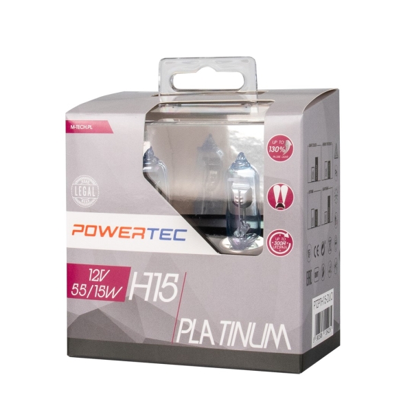 PowerTec by M-Tech H15 Platinum +130% Halogen Lampen Duobox